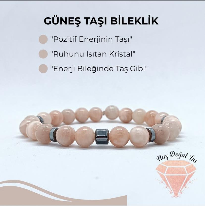 Güneş Taşı Doğal Taş Bileklik
