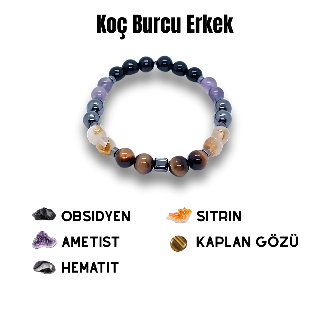 Koç Burcu Doğal Taş Bilekliği