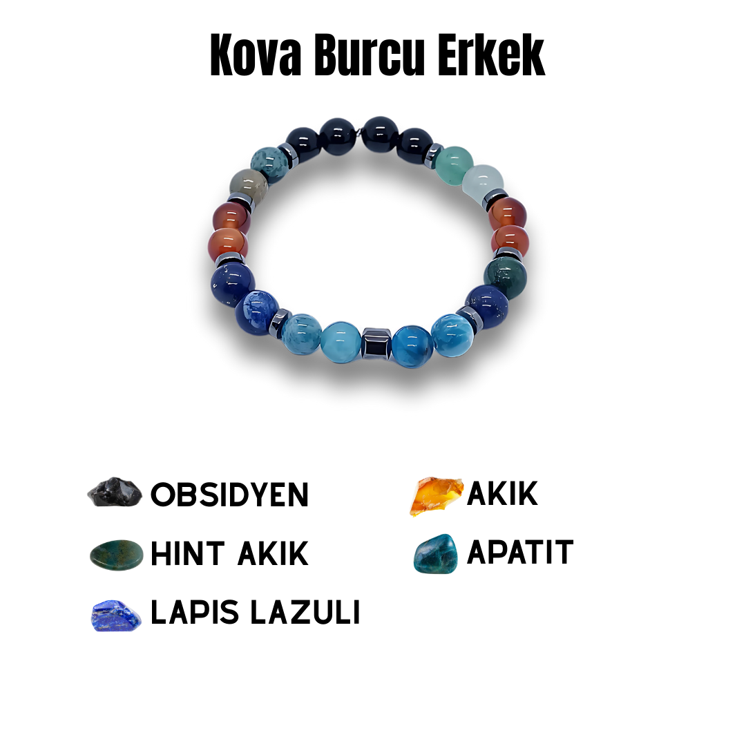 Kova Burcu Doğal Taş Bilekliği