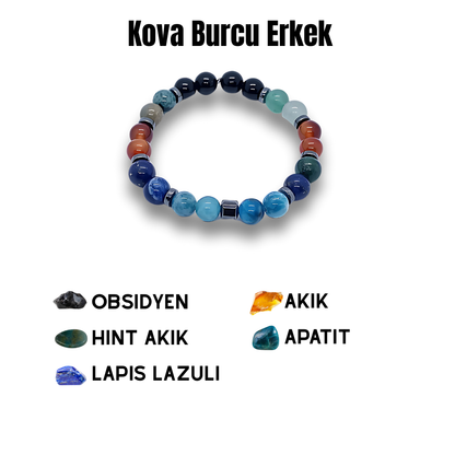 Kova Burcu Doğal Taş Bilekliği