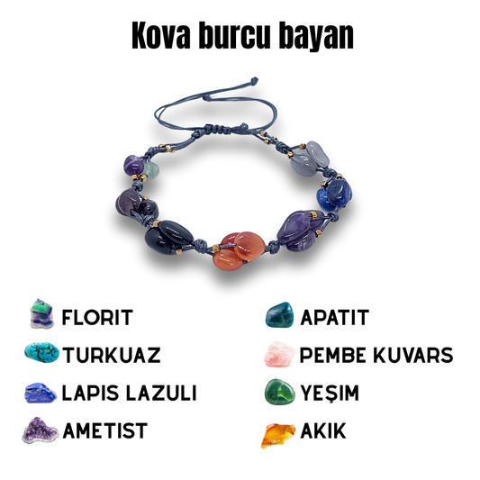 Kova Burcu Doğal Taş Bilekliği