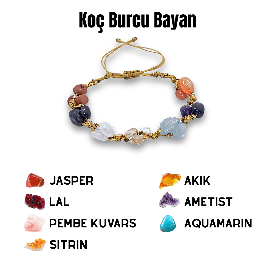 Koç Burcu Doğal Taş Bilekliği