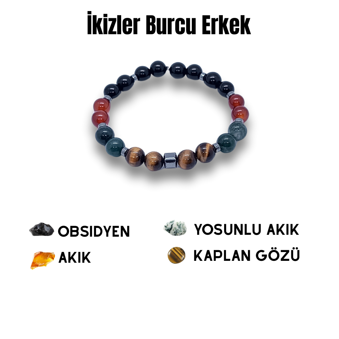 İkizler Burcu Doğal Taş Bilekliği