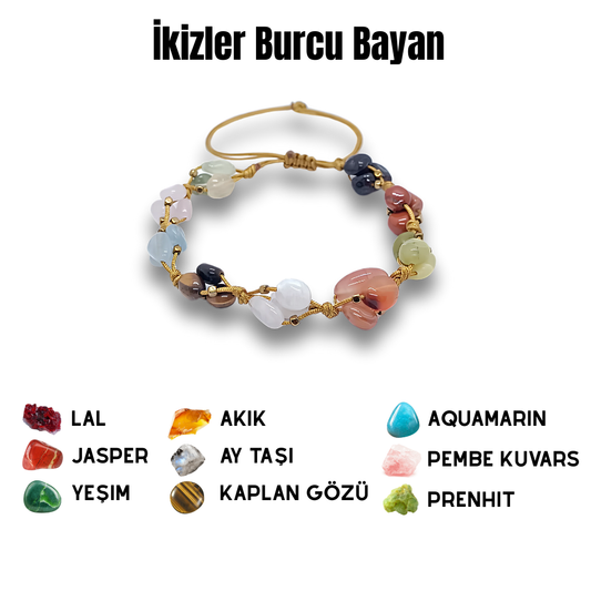 İkizler Burcu Doğal Taş Bilekliği