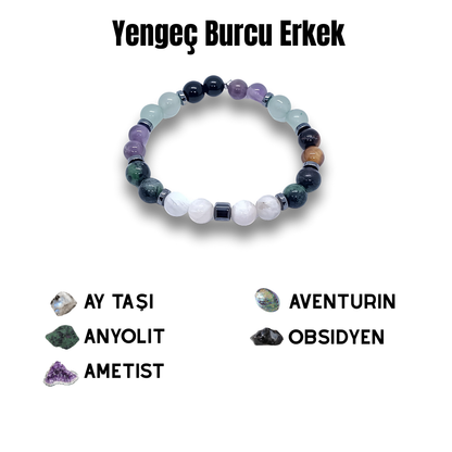 Yengeç Burcu Doğal Taş Bilekliği