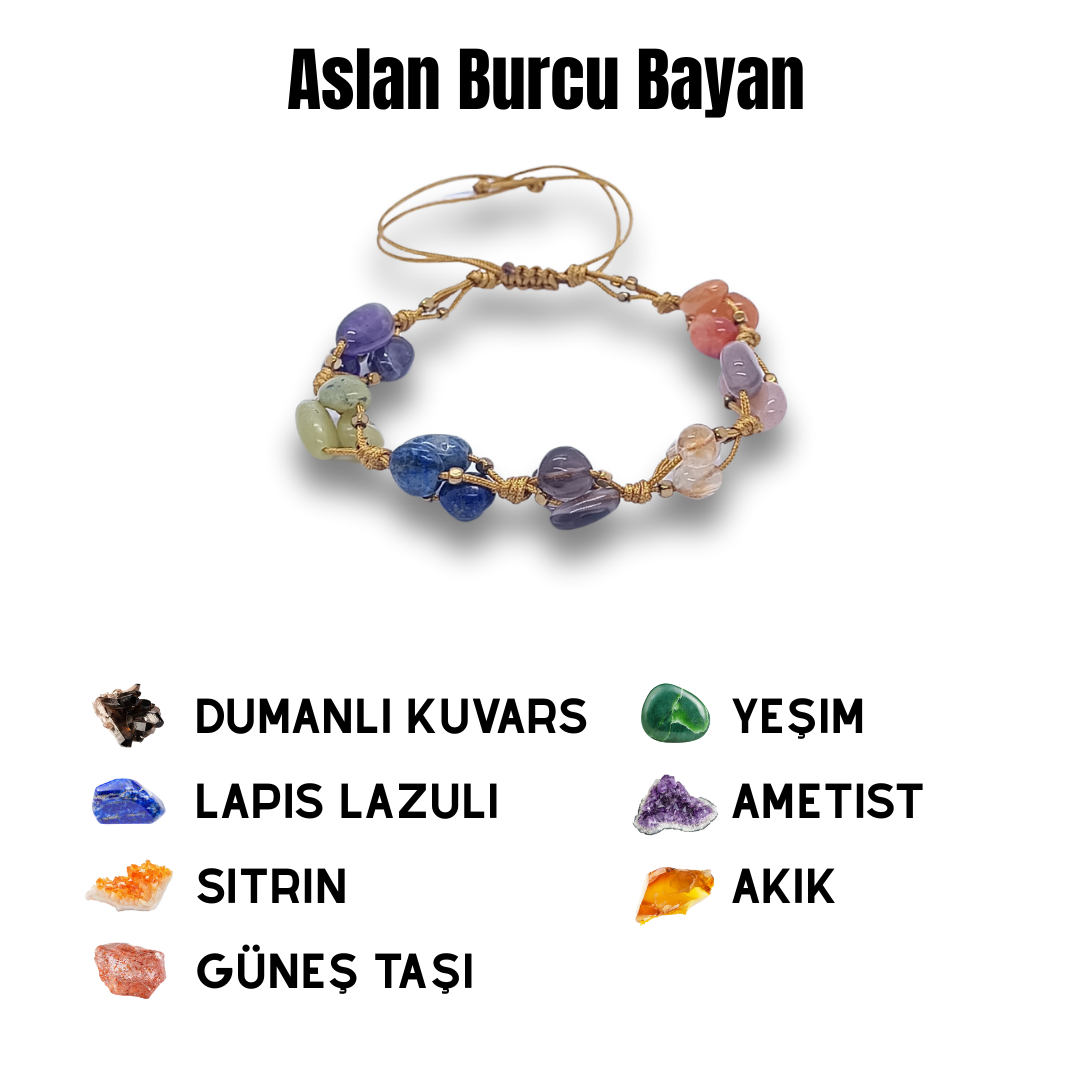 Aslan Burcu Doğal Taş Bilekliği