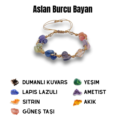 Aslan Burcu Doğal Taş Bilekliği