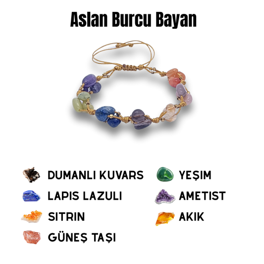 Aslan Burcu Doğal Taş Bilekliği