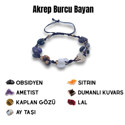 Akrep Burcu Doğal Taş Bilekliği
