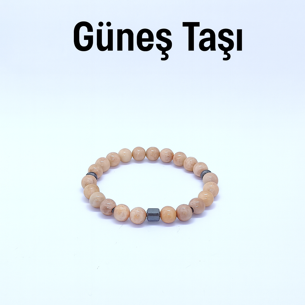 Güneş Taşı Doğal Taş Bileklik