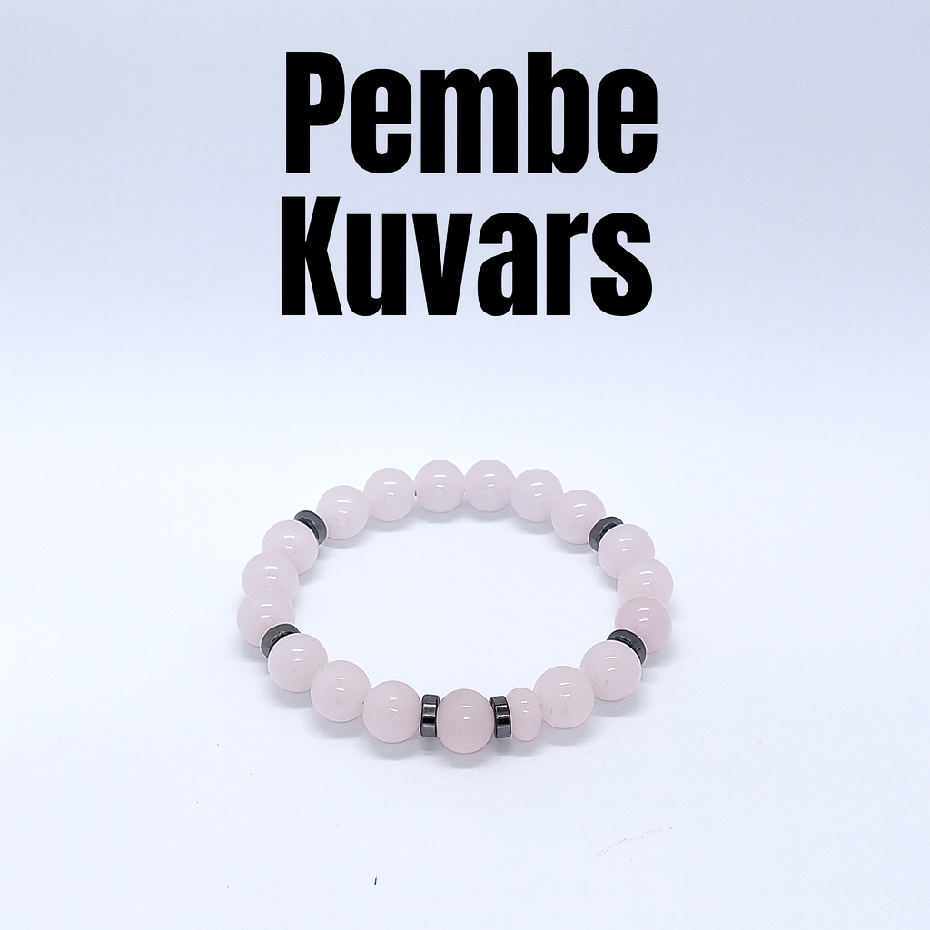 Pembe Kuvars Doğal Taş Bileklik