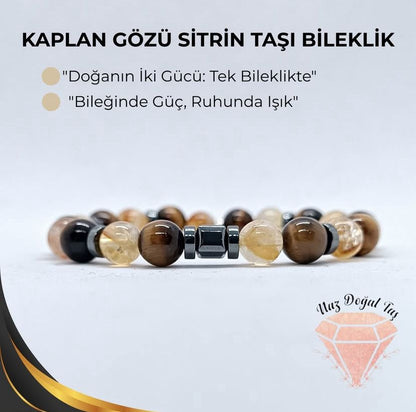 Kaplan Gözü Doğal Taş Bilekli
