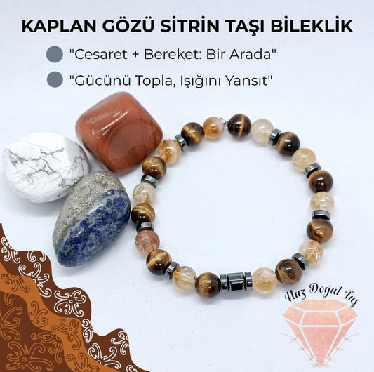 Kaplan Gözü Doğal Taş Bilekli