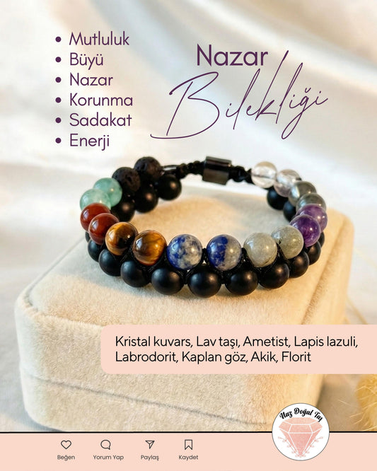 Nazar bilekliği çift sarma makrome